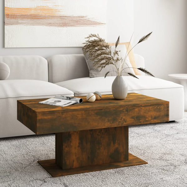Couchtisch Eutalia aus geräucherter Eiche 96x50x45cm (Holz)
