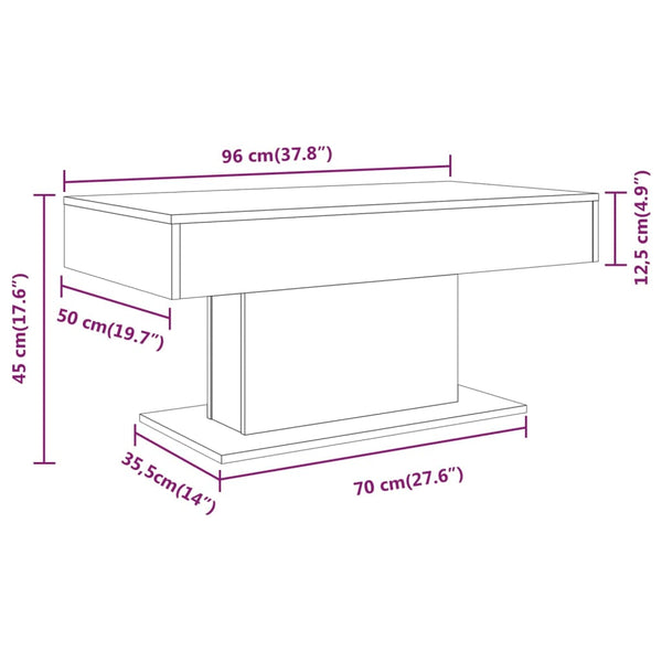 Couchtisch Eutalia aus geräucherter Eiche 96x50x45cm (Holz)
