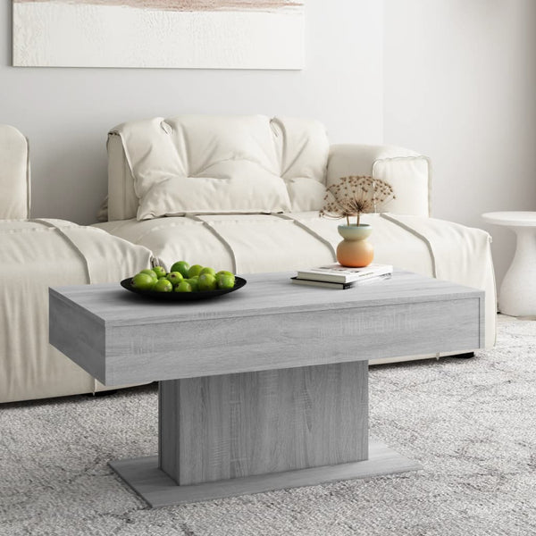 Grauer Couchtisch Eutalia 96x50x45cm (Holz)