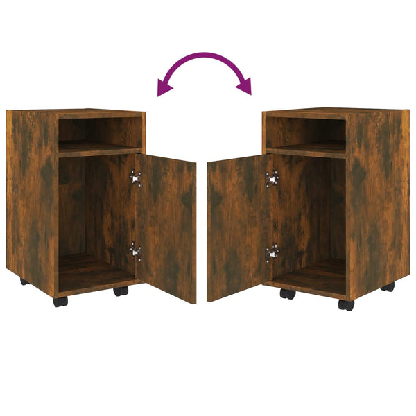 Räuchereiche-Beistellschrank mit Rollen Kaspar 33x38x60cm (Spanplatte)