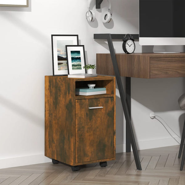 Räuchereiche-Beistellschrank mit Rollen Kaspar 33x38x60cm (Spanplatte)