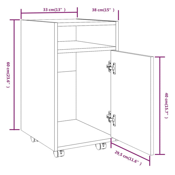 Grauer Rollcontainer Kaspar 33x38x60cm (Holz)