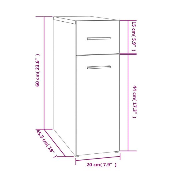 Grauer Apothekerschrank Auruti 20x45,5x60cm (Holz)