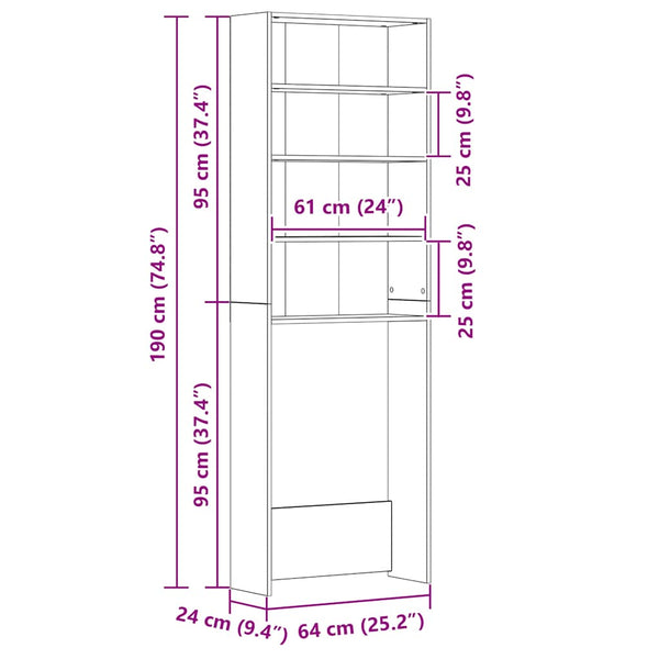 Grauer Waschmaschinenschrank Saco 64x24x190cm