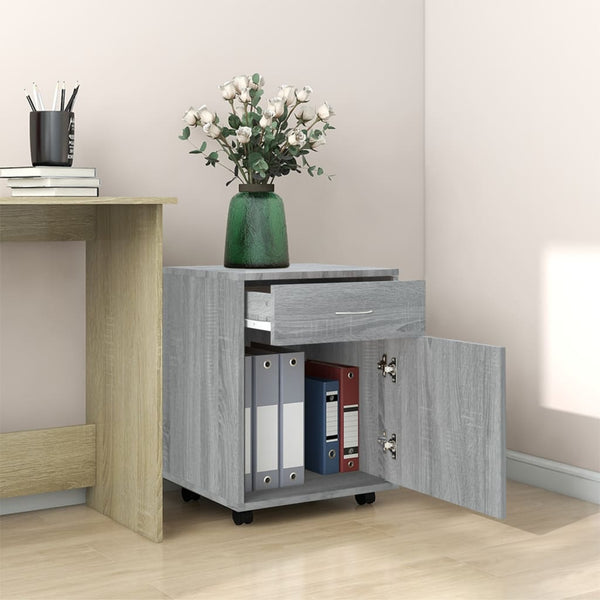 Grauer Schrank auf Rollen Bortica 45x38x54cm (Sonoma-Holz)