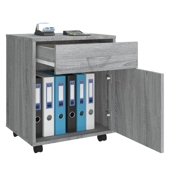 Grauer Schrank auf Rollen Bortica 45x38x54cm (Sonoma-Holz)