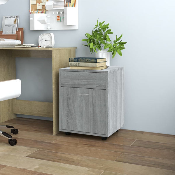 Grauer Schrank auf Rollen Bortica 45x38x54cm (Sonoma-Holz)