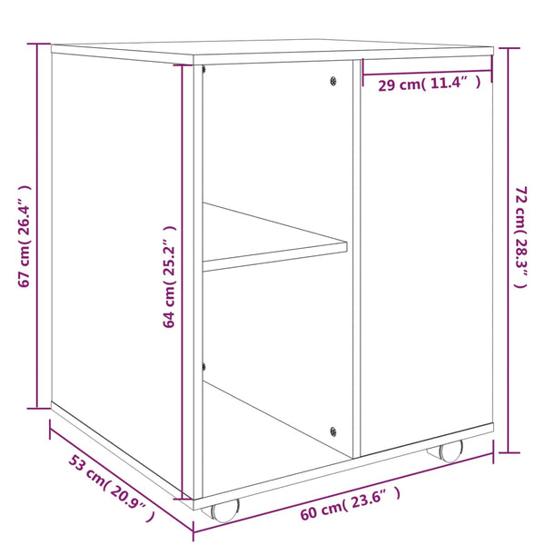 Grauer Rollcontainer Monicica 60x53x72cm (Holz)