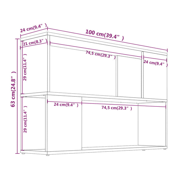 Graues Bücherregal Donald 100x24x63cm (Holz)