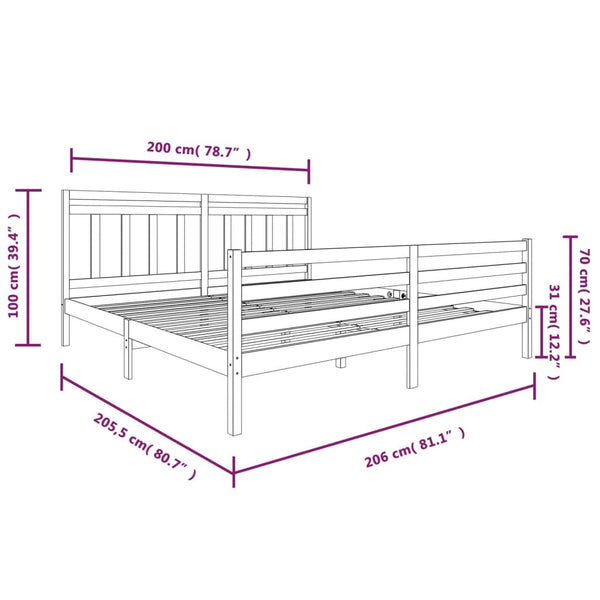 Graues Bettgestell Tyrell 200x200cm (Holz)