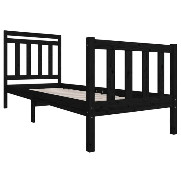 Schwarzes Bettgestell Nezia 75x190cm (kleines Einzelbett Holz)