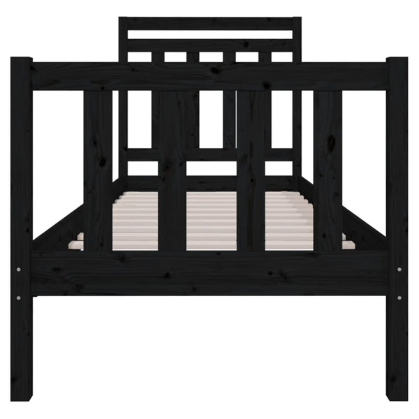 Schwarzes Bettgestell Nezia 75x190cm (kleines Einzelbett Holz)