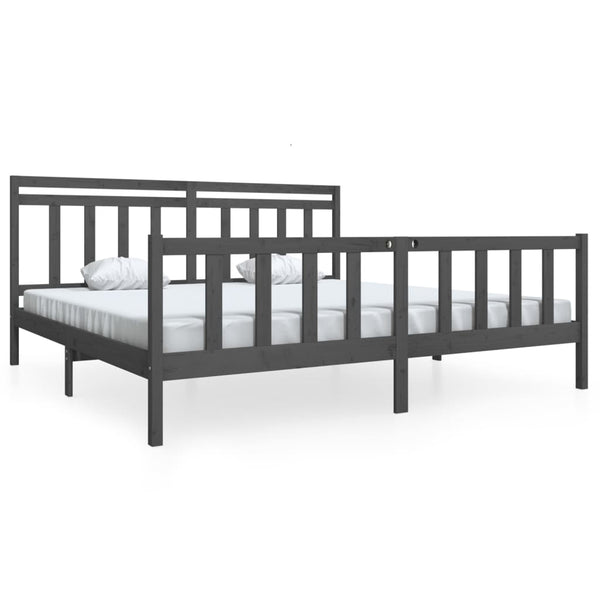 Grauer Bettrahmen Nezia 200x200cm (Holz)