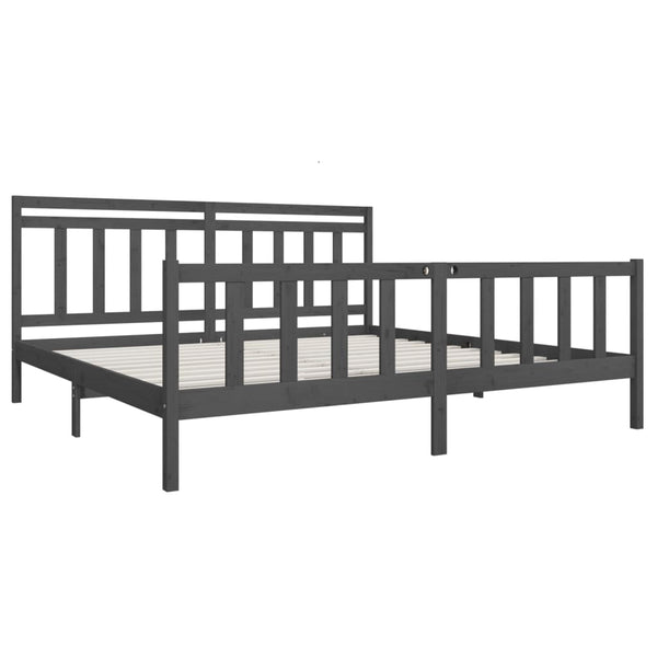 Grauer Bettrahmen Nezia 200x200cm (Holz)