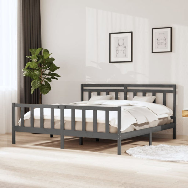Grauer Bettrahmen Nezia 200x200cm (Holz)