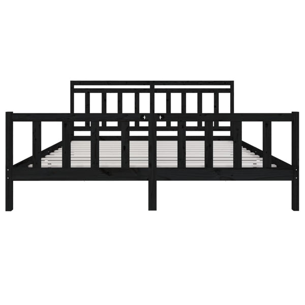 Schwarzer Bettrahmen Nezia 200x200cm (Holz)