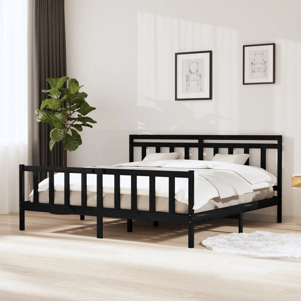 Schwarzer Bettrahmen Nezia 200x200cm (Holz)