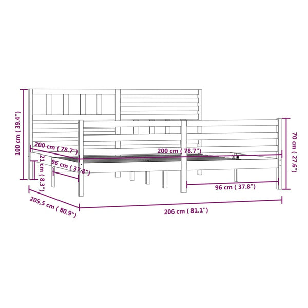 Grauer Bettrahmen Raegan 200x200cm (Holz)