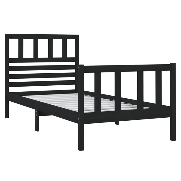 Schwarzes Bettgestell Souza 75x190cm (Einzelbett Holz)