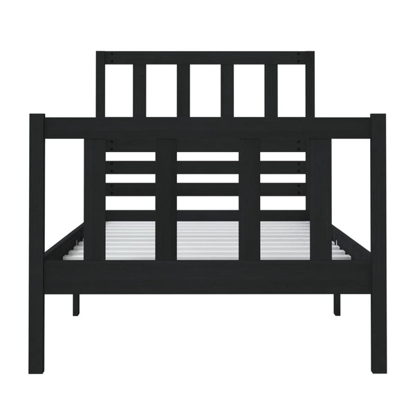 Schwarzes Bettgestell Souza 75x190cm (Einzelbett Holz)
