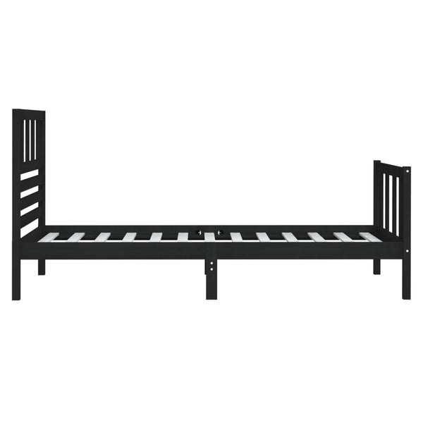 Schwarzes Bettgestell Souza 75x190cm (Einzelbett Holz)