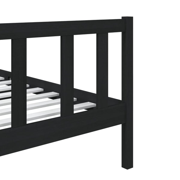 Schwarzes Bettgestell Souza 75x190cm (Einzelbett Holz)
