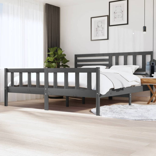 Graues Bettgestell Souza 200x200cm (Holz)