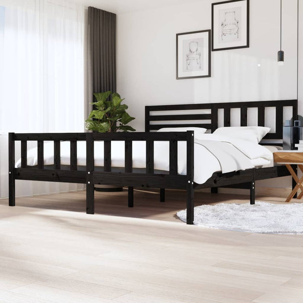 Schwarzes Bettgestell Souza 200x200cm (Holz)