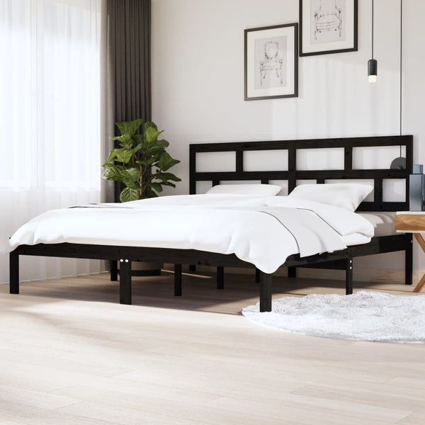 Schwarzes Bettgestell Babin 200x200cm (Kiefer)