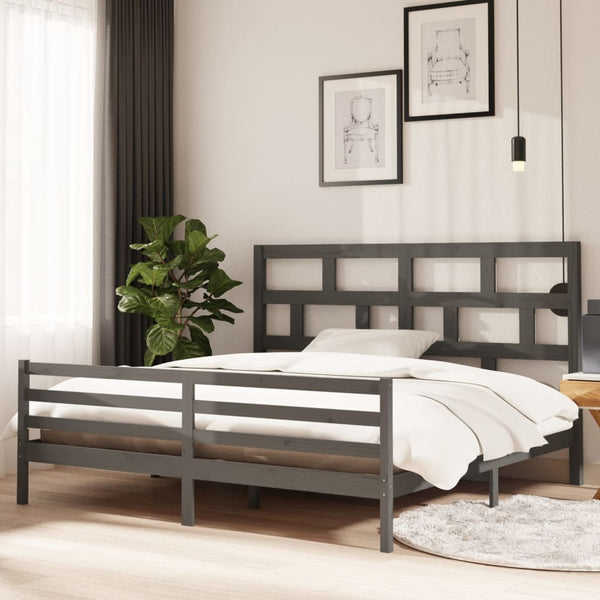 Bettgestell Bornaz 200x200cm (Kiefer) Grau