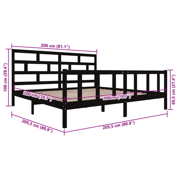 Schwarzes Bettgestell Tabernacle 200x200cm (Kiefer)