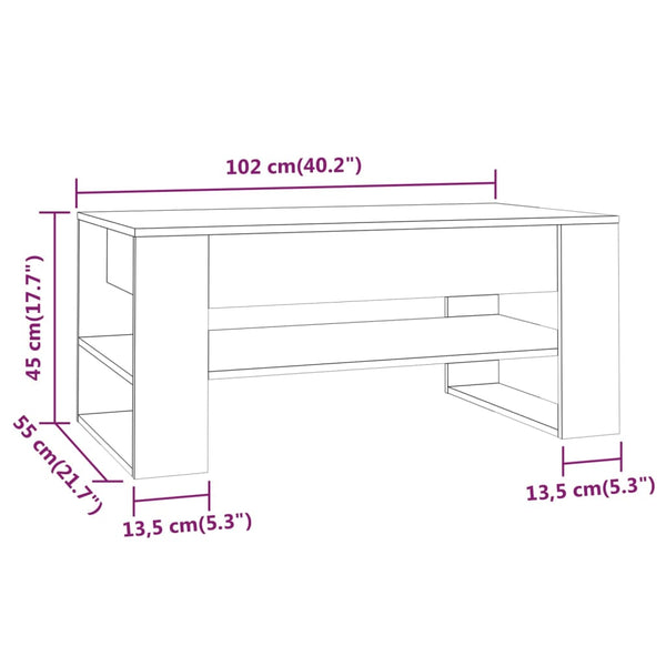 Betongrauer Couchtisch Ciocodeiu 102x55x45cm (Holz)