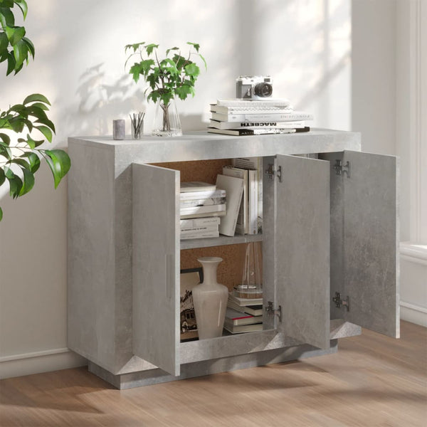 Betongraues Sideboard Nusem 92x35x75cm (Holz)