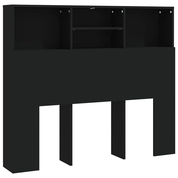 Schwarzes Kopfteil mit Stauraum Haig 120x19x103,5cm