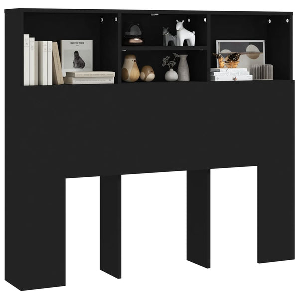 Schwarzes Kopfteil mit Stauraum Haig 120x19x103,5cm