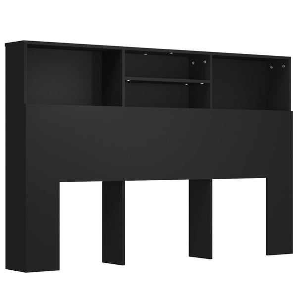 Schwarzes Kopfteil mit Stauraum Haig 160x19x103,5cm