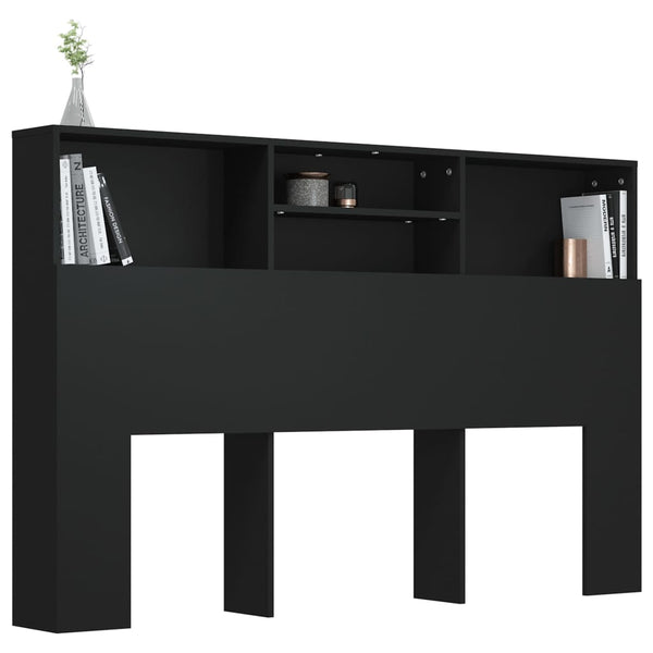 Schwarzes Kopfteil mit Stauraum Haig 160x19x103,5cm
