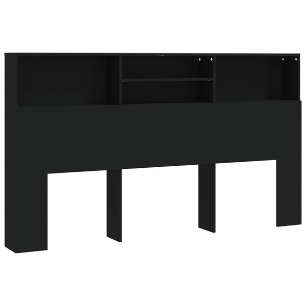 Schwarzes Betthaupt mit Stauraum Haig 180x19x103,5cm