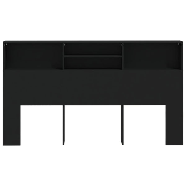 Schwarzes Betthaupt mit Stauraum Haig 180x19x103,5cm