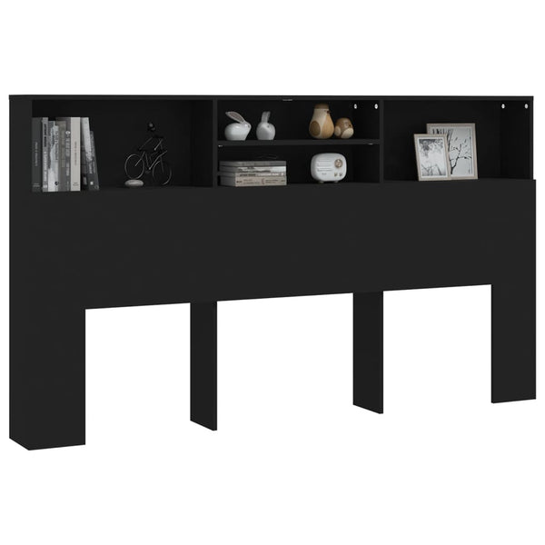 Schwarzes Betthaupt mit Stauraum Haig 180x19x103,5cm