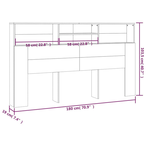 Schwarzes Betthaupt mit Stauraum Haig 180x19x103,5cm
