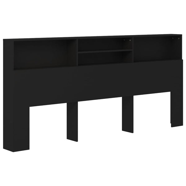 Kopfteil Deulet 220x19x103,5cm in Schwarz mit Stauraum