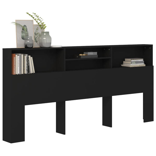 Kopfteil Deulet 220x19x103,5cm in Schwarz mit Stauraum