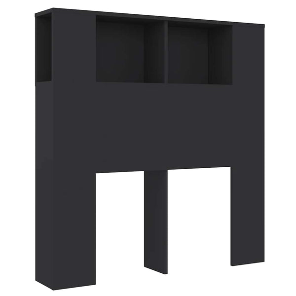 Kopfteil Schwarz mit Stauraum Minta 100x18,5x104,5cm
