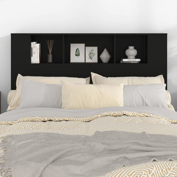 Schwarzes Kopfteil mit Stauraum Zane 140x18,5x104,5cm