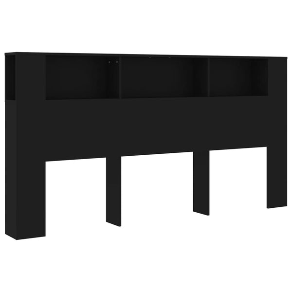 Schwarzes Kopfteil mit Stauraum Petricei 200x18,5x104,5cm