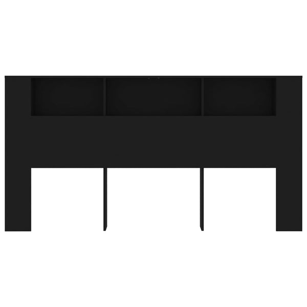 Schwarzes Kopfteil mit Stauraum Petricei 200x18,5x104,5cm