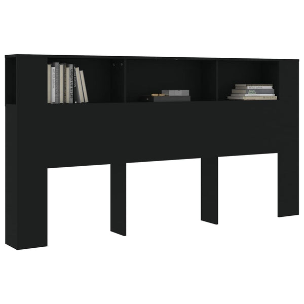 Schwarzes Kopfteil mit Stauraum Petricei 200x18,5x104,5cm