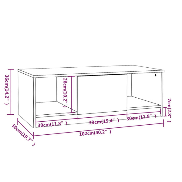 Grauer Couchtisch Melentea 102x50x36cm (Holz)