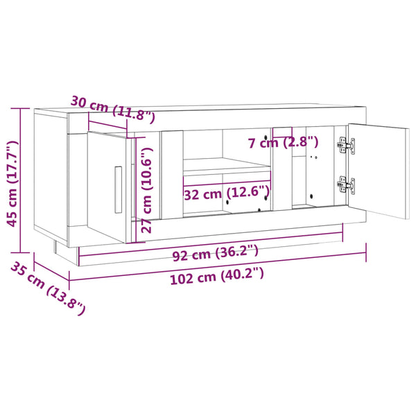 Graues TV-Möbel Dimata 102x35x45cm (Holz)